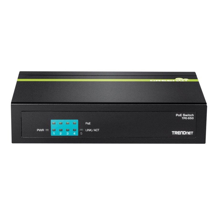 Switches - TRENDnet TPE-S50 5-Port 10/100 Mbps PoE Switch - TPE-S50