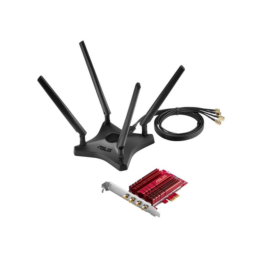 Netzwerkadapter (Netzkarte, Druckserver, u.s.w.) - ASUS PCE-AC88 AC3100 Dual Band PCIe Wi-Fi Adapter with High Power Design for Longer WiFi Range - 90IG02H0-BM0000