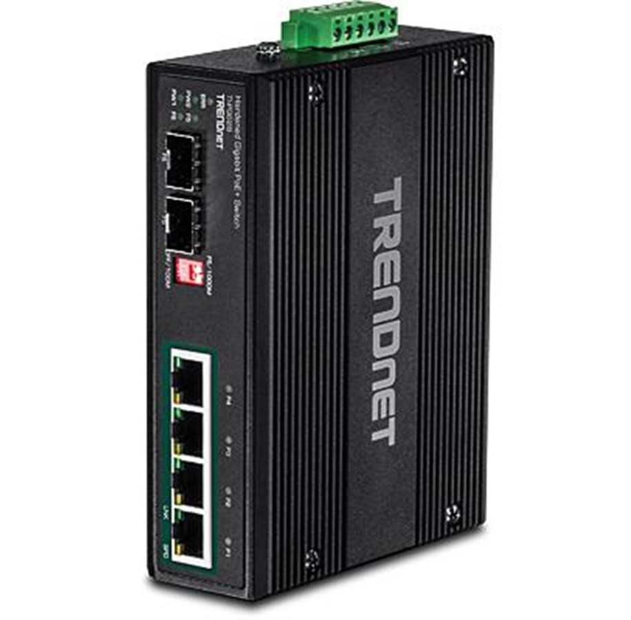 Switches - TRENDnet TI-PG62B 6-Port Industrial Gigabit PoE+ DIN-Rail Switch 12 – 56 V - TI-PG62B