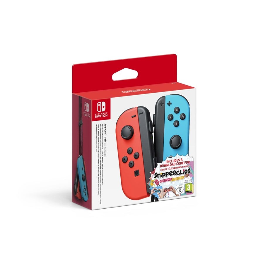 Gaming Zubehör - Nintendo Joy-Con Controllers Neon Red & Neon Blue incl Snipperclips - Wireless Controller - Nintendo Switch - 0045496430689