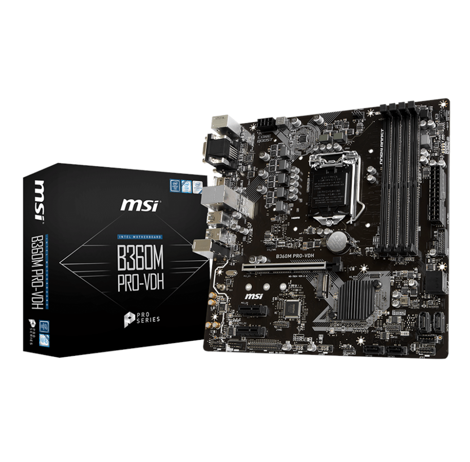 Mainboard - MSI B360M PRO-VDH Mainboard - Intel B360 - Intel LGA1151 socket - DDR4 RAM - Micro-ATX - B360M PRO-VDH
