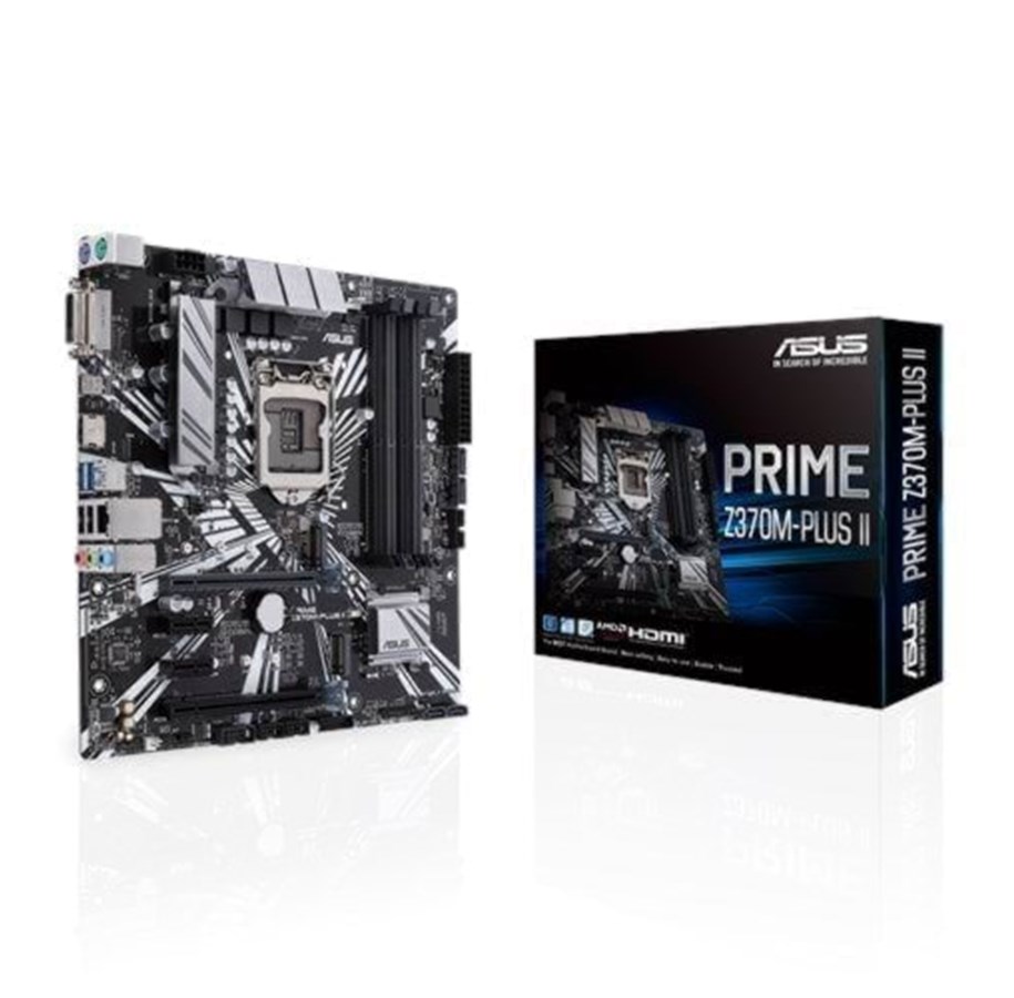 Mainboard - ASUS PRIME Z370M-PLUS II Mainboard - Intel Z370 - Intel LGA1151 socket - DDR4 RAM - Micro-ATX - 90MB0ZR0-M0EAY0