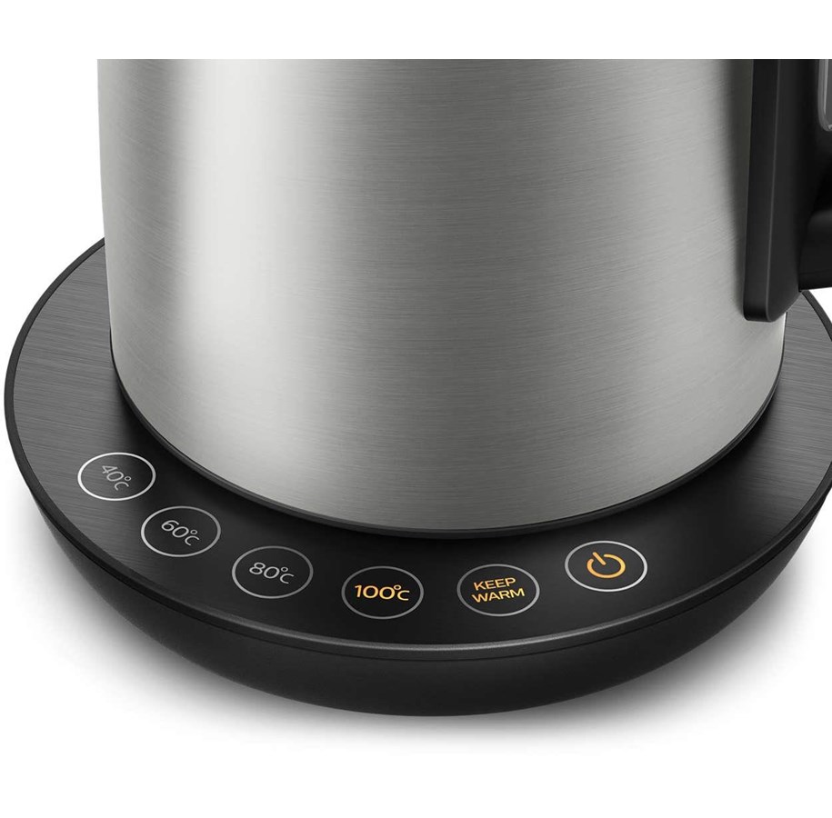 Philips Wasserkocher HD9359/90 & Toaster HD2637/91 Set – 1,7 Liter, Temperaturwahl 40–100°C, Warmhaltefunktion & 2-Schlitz-Toaster Mit Brötchenaufsatz, Schwarz/Edelstahl