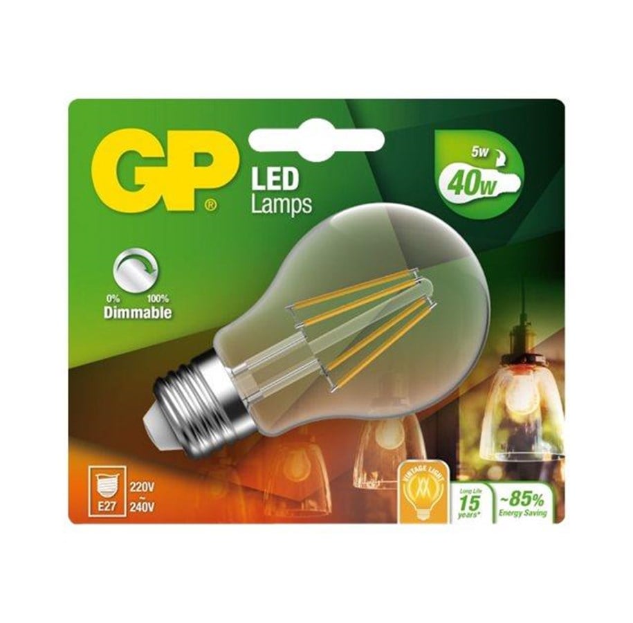 LED-Birnen - GP LED-Lampe Standard Filament 5W/827 (40W) Clear Dimmable E27 - 078210-LDCE1