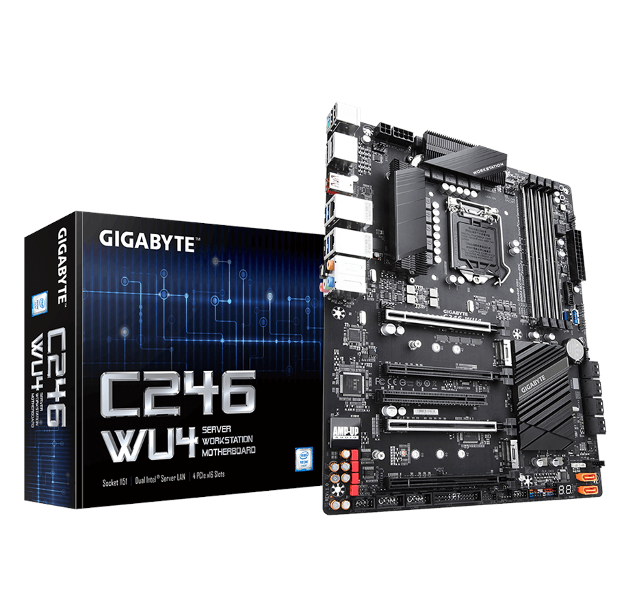 Mainboard - GIGABYTE C246-WU4 Mainboard - Intel C246 - Intel LGA1151 - DDR4 RAM - ATX - 9MC246WU4-00-10