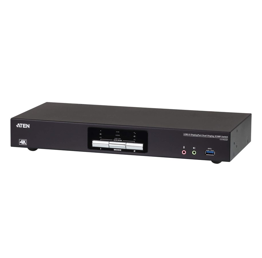 KVM Switches - ATEN CS1942DP 2-Port USB 3.0 4K DisplayPort Dual Display KVMP Switch - CS1942DP-AT-G