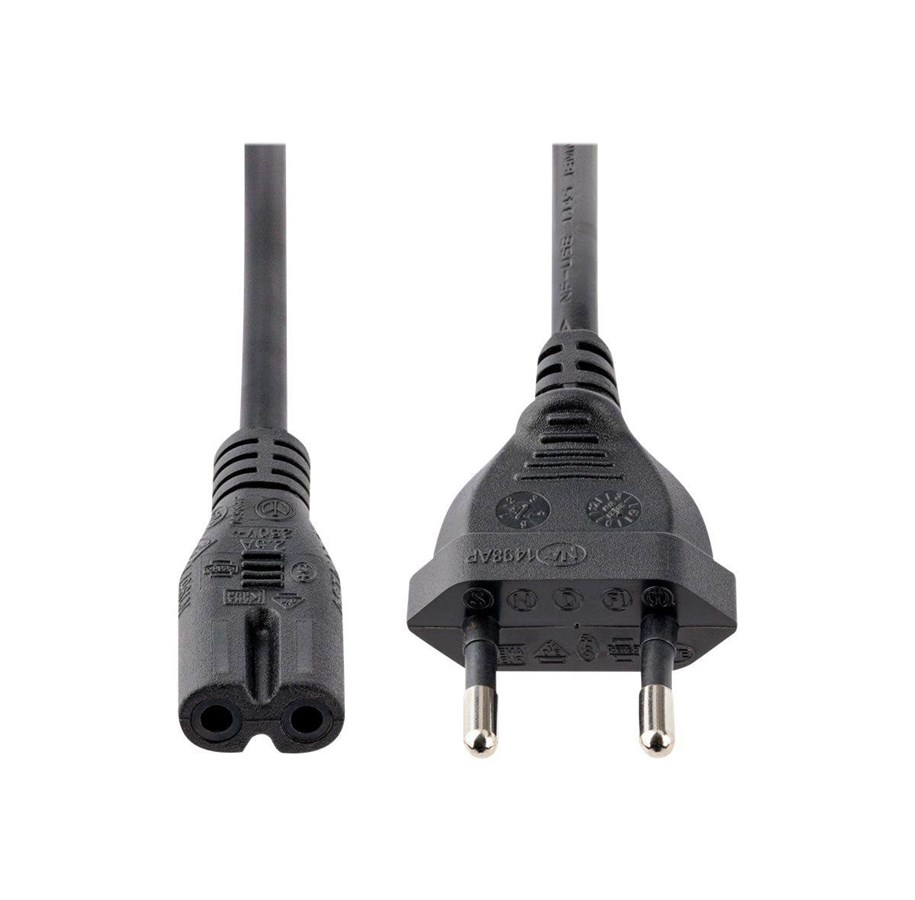 Laptop-Netzkabel 2 M – EU-Stecker Auf C7 (Kleingerätestecker), 250V/2,5A, Schwarz