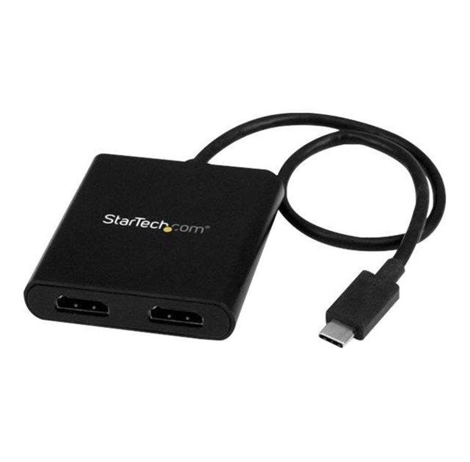 Display Kabel - StarTech.com 2-Port USB-C to HDMI MST Hub - 4K Dual Monitor Splitter - external video adapter - black - MSTCDP122HD
