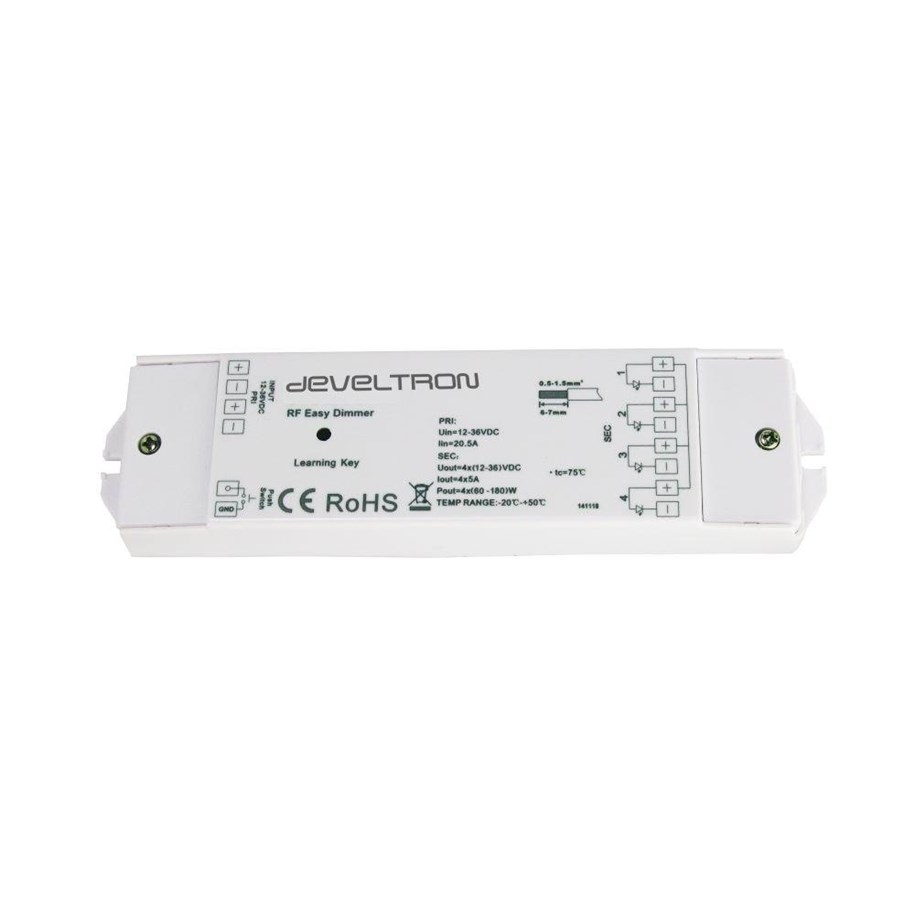 Dimmer & Steuerung - DEVELTRON Led dimmer to rf remote controller 12-24vdc - 4 channel - VN22742