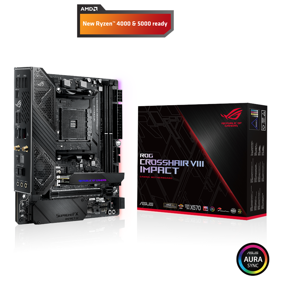 Mainboard - ASUS ROG CROSSHAIR VIII IMPACT Mainboard - AMD X570 - AMD AM4 - DDR4 RAM - ATX - 90MB11Q0-M0EAY0