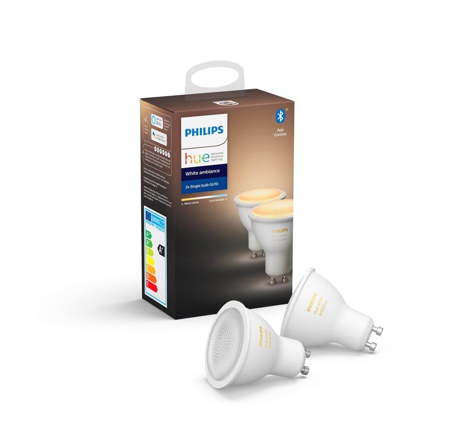 Smart-Home - Philips Hue White Ambiance GU10-Lichtquelle - BT - 2-pack - 929001953303