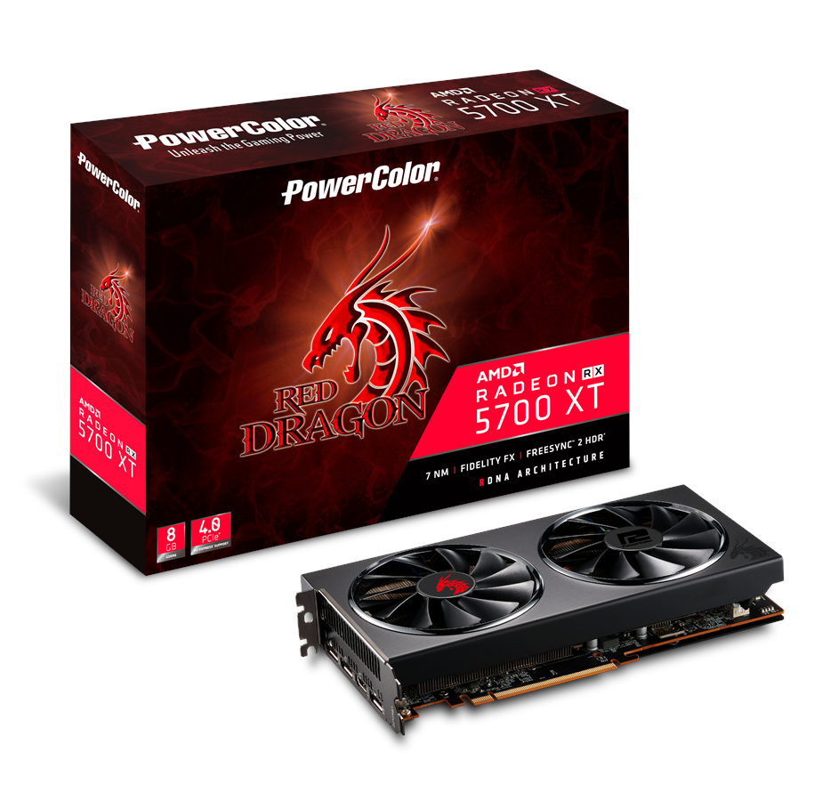 Grafikkarte - PowerColor Radeon RX 5700 XT Red Dragon - 8GB GDDR6 RAM - Grafikkarte - AXRX 5700XT 8GBD6-3DHR/OC