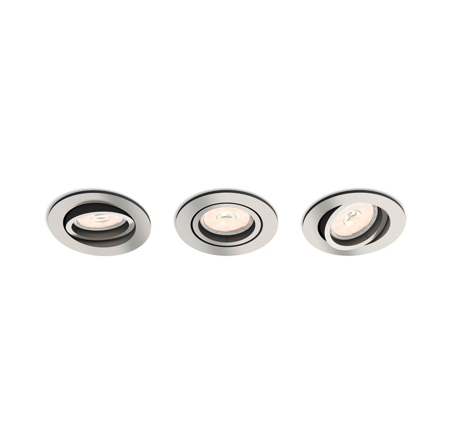 Lampen - Philips DONEGAL recessed downlight, round, 3-pack, brushed steel - 915005423531