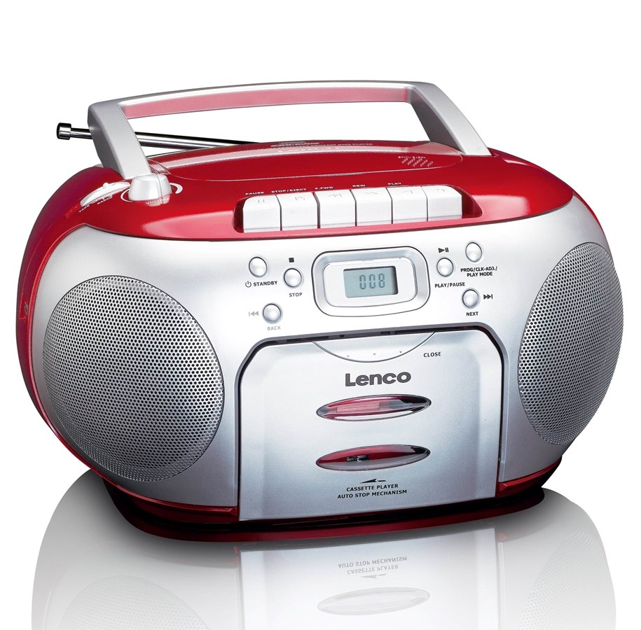 DAB, Netzwerk und Radiowecker - Lenco SCD-420RD - Portable FM Radio CD- Cassette player - FM - Stereo - Rot - SCD420ROT