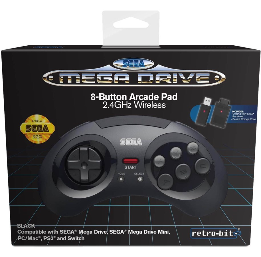 Gaming Zubehör - Retro-Bit Sega Mega Drive Wireless Controller - Black - Wireless Controller - MAC - 7350002937266