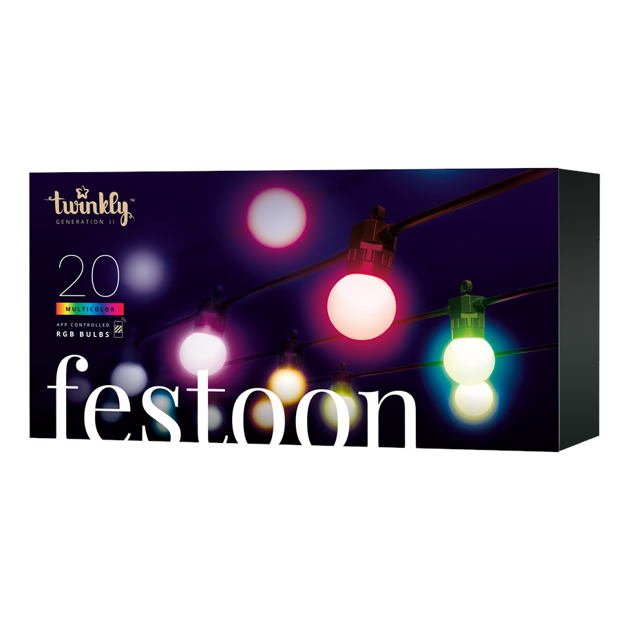 Smart-Home - Twinkly Festoon Lights 20 RGB Party Lichterkette Starter Kit - TWF020STP-BEU