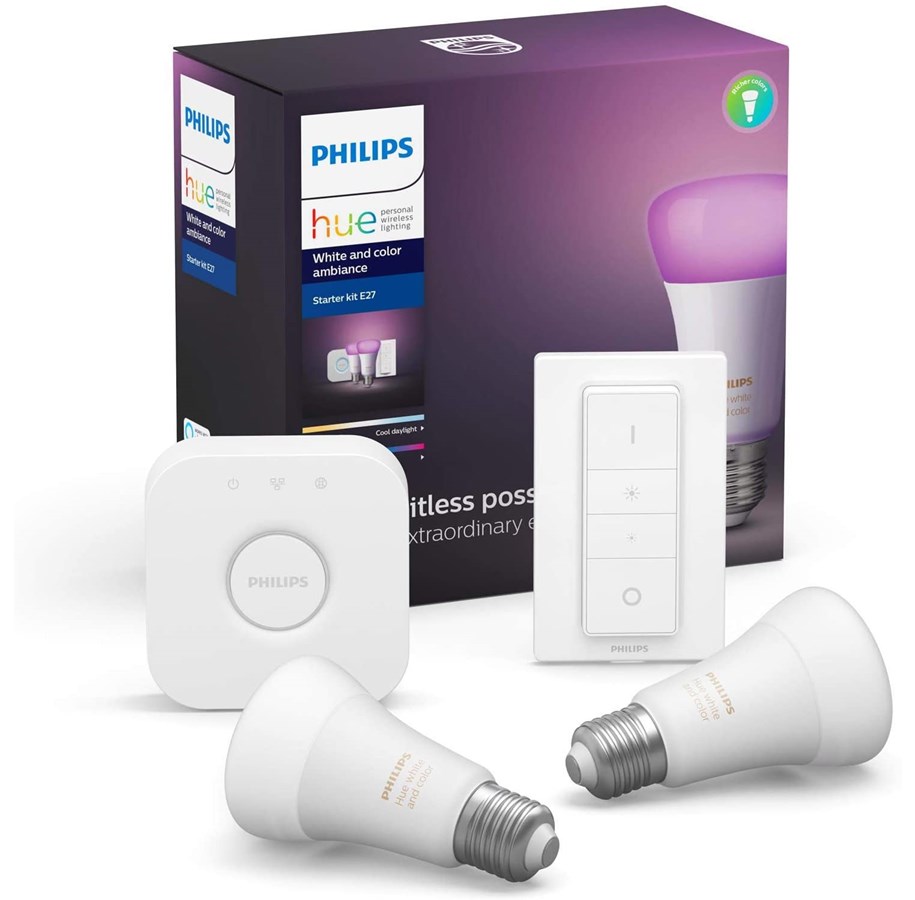 Smart-Home - Philips Hue White and Color Ambiance Starter Kit - 3x E27 inkl. Bridge - BT - 929002216899