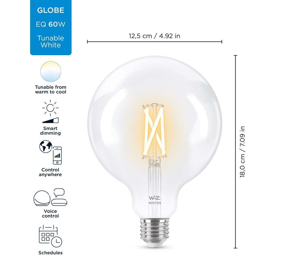 WiZ Filament globe G125 E27 clear | Auf Lager | Günstig