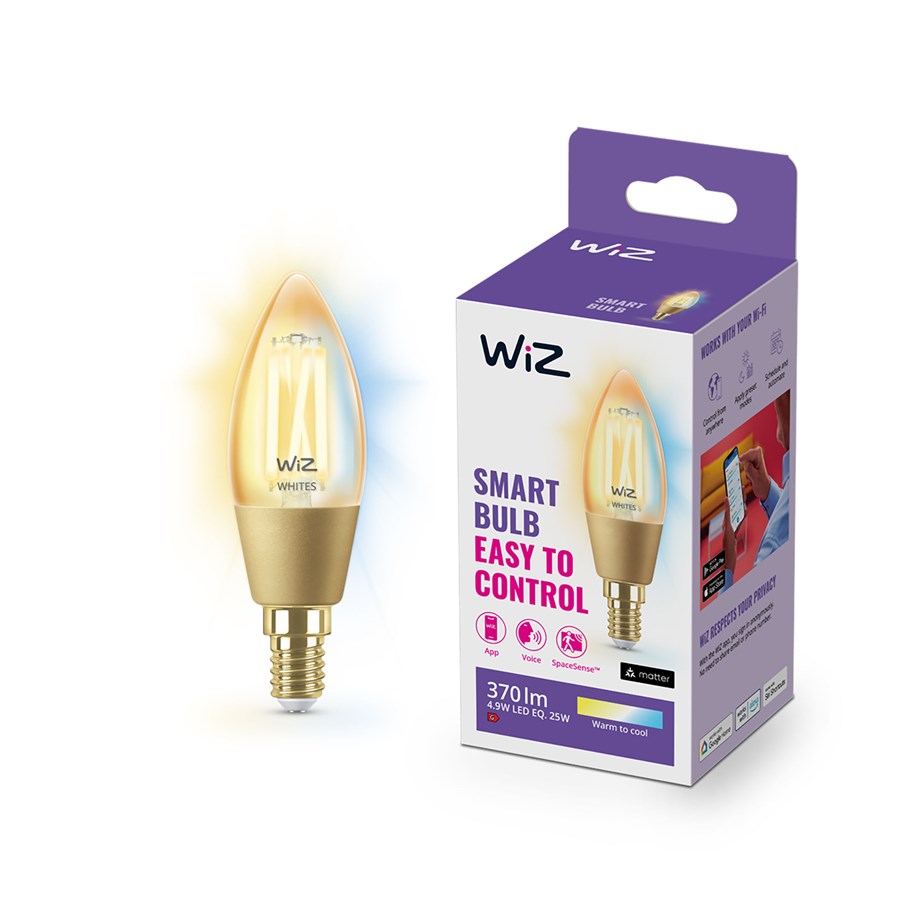 Smart-Home - WiZ Tunable C35 E14 Amber Smart Filament Candle Bulb - Dimmable warm-to-cold White LED - 929003017722