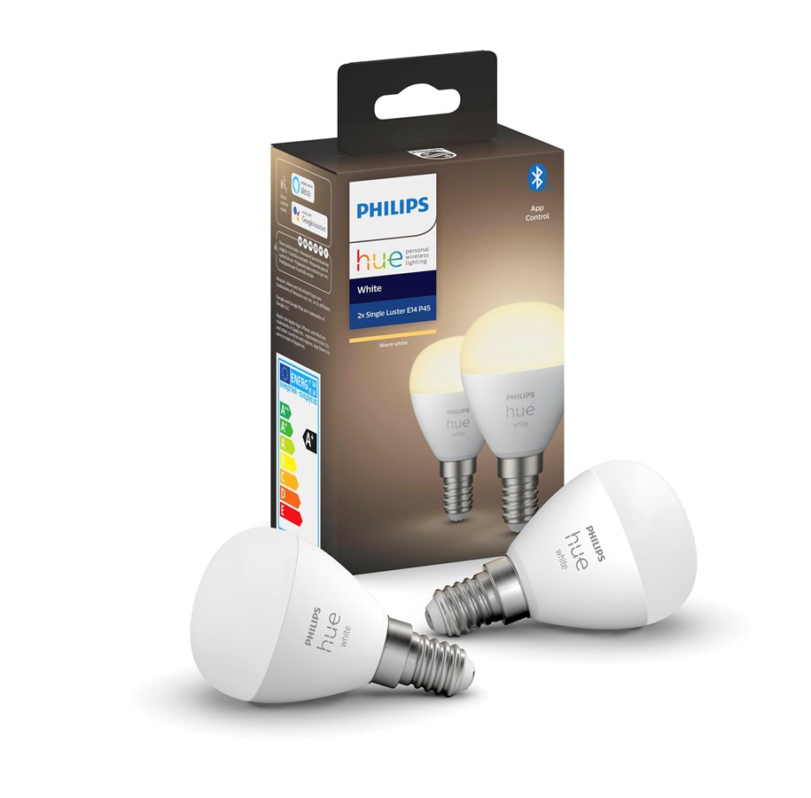 Smart-Home - Philips Hue White E14 Luster P45 Bulb - BT - 2-Pack - 929002440602