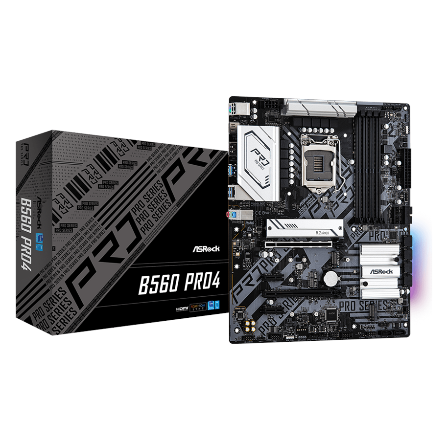Mainboard - ASRock B560 Pro4 Mainboard - Intel B560 - Intel LGA1200 - DDR4 RAM - ATX - 90-MXBF10-A0UAYZ