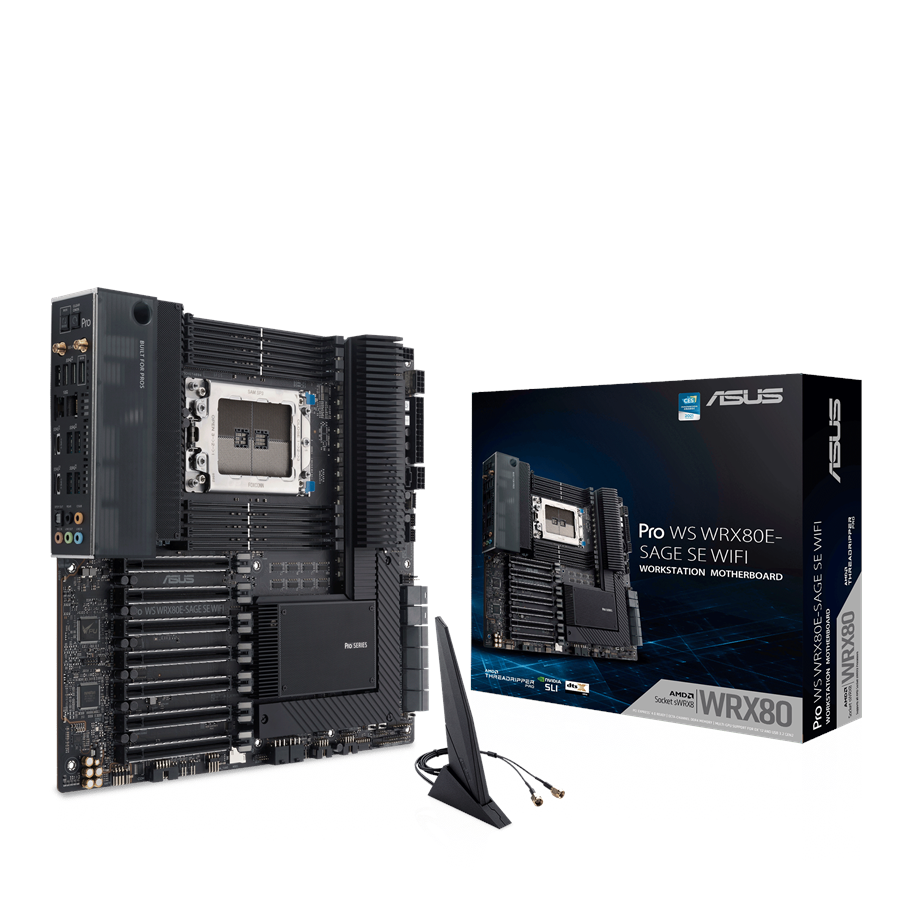 Mainboard - ASUS Pro WS WRX80E-SAGE SE WIFI Mainboard - AMD WRX80 - AMD sWRX8 - DDR4 RAM - Extended ATX - 90MB1590-M0EAY0