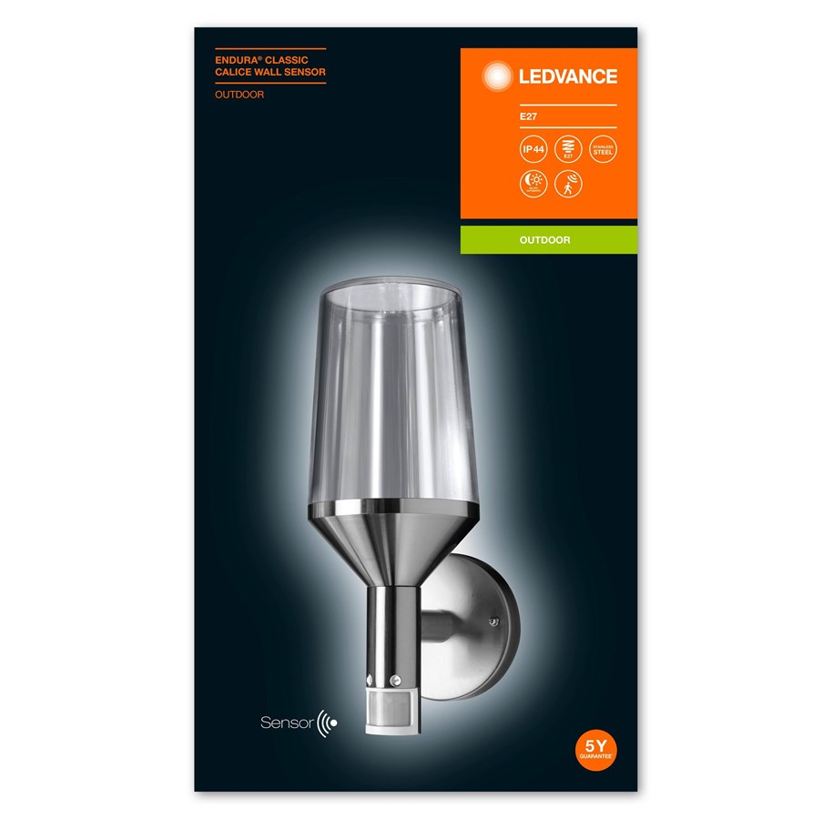 LEDVANCE Endura Classic Calice outdoor wall lamp with sensor E27 stål