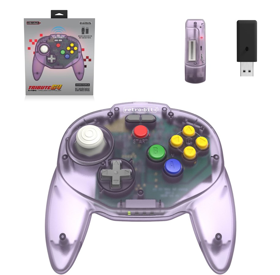 Gaming Zubehör - Retro-Bit Tribute64 2.4GHz Wireless Controller - Atomic Purple - Wireless Controller - Nintendo 64 - 849172013193
