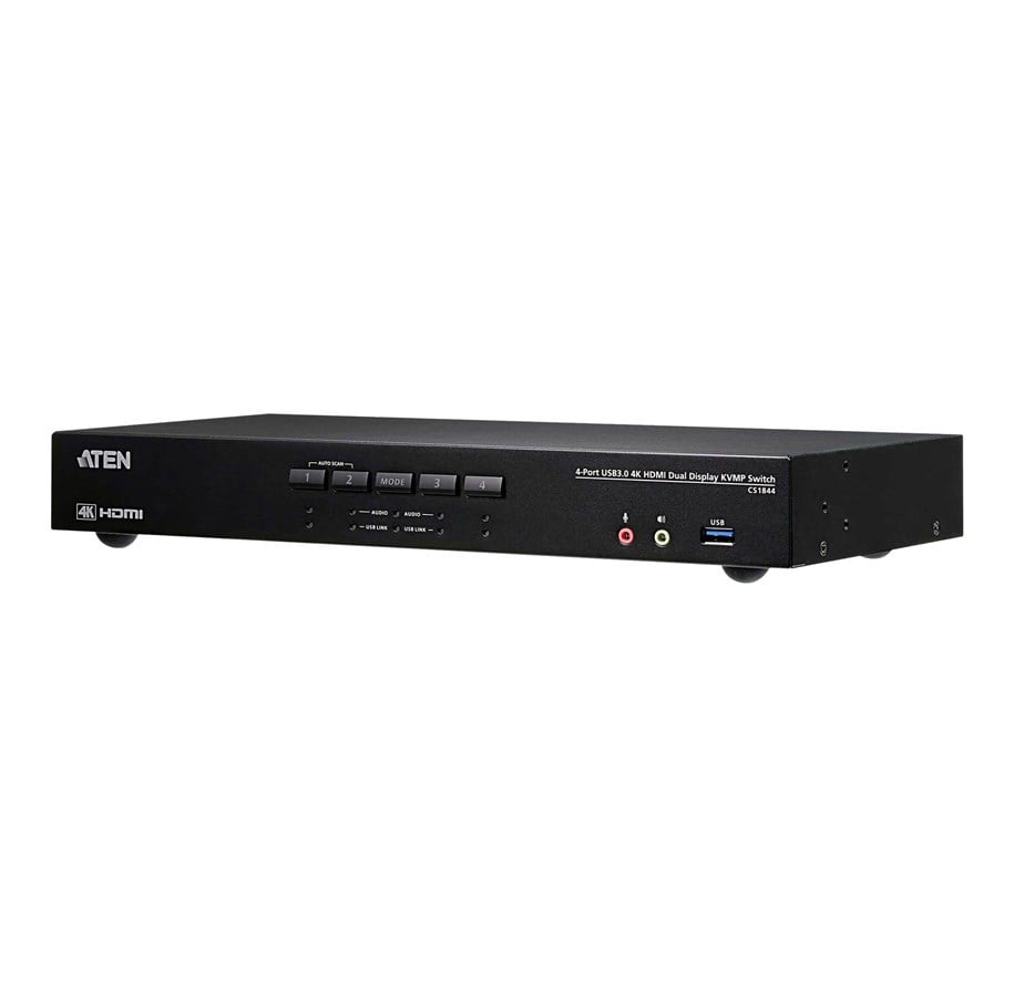 KVM Switches - ATEN CS1844 4-Port USB 3.0 4K HDMI Dual Display KVMP Switch - CS1844-AT-G