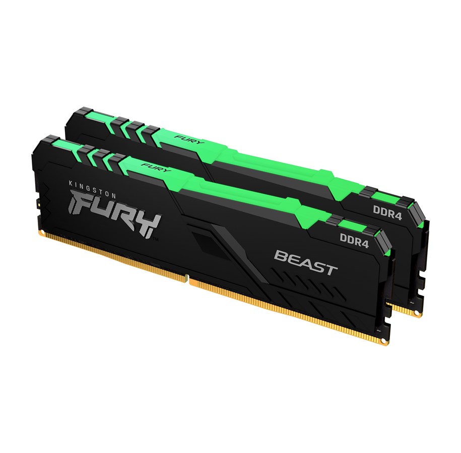 RAM - Kingston FURY Beast RGB DDR4-3200 - 32GB - CL16 - Dual Channel (2 pcs) - Intel XMP - Schwarz mit RGB - KF432C16BB1AK2/32