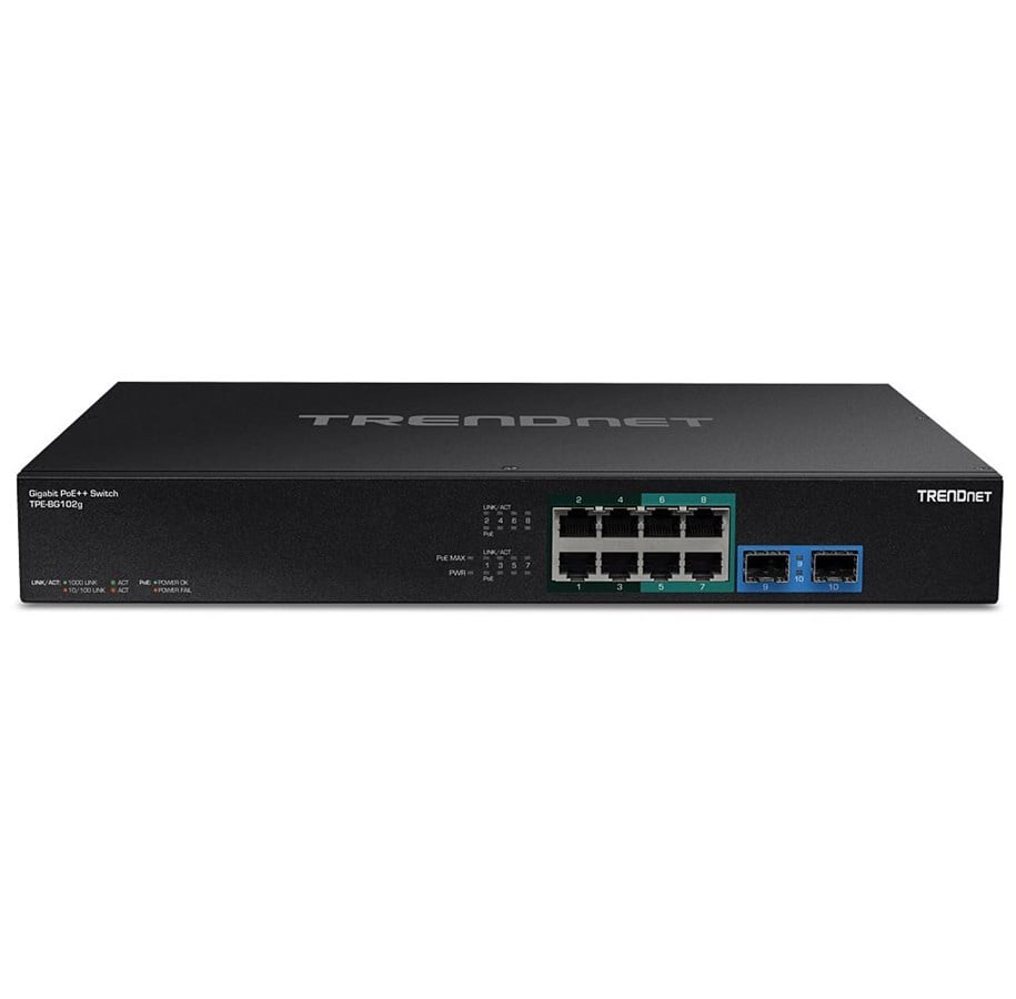 Switches - TRENDnet TPE-BG102G 10-Port Gigabit PoE++ Switch - TPE-BG102G