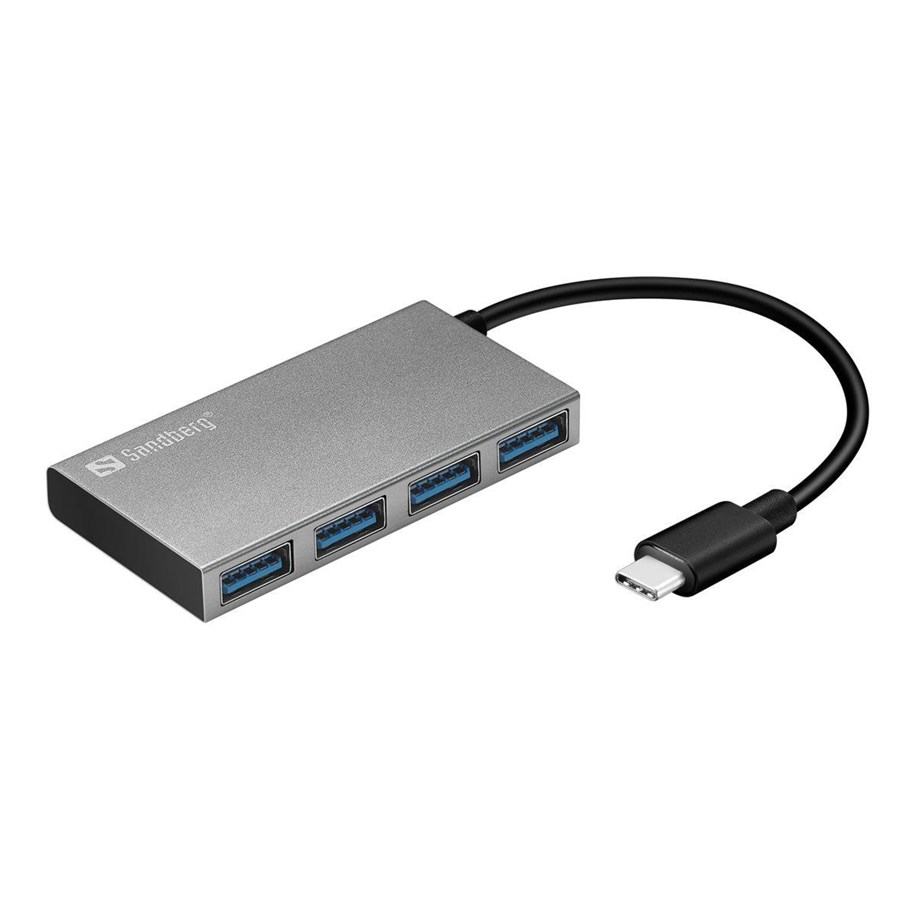 USB-Hubs - Sandberg USB-C to USB 3.0 Hub USB-Hubs - USB 3.0 - 4 - silber - 136-20