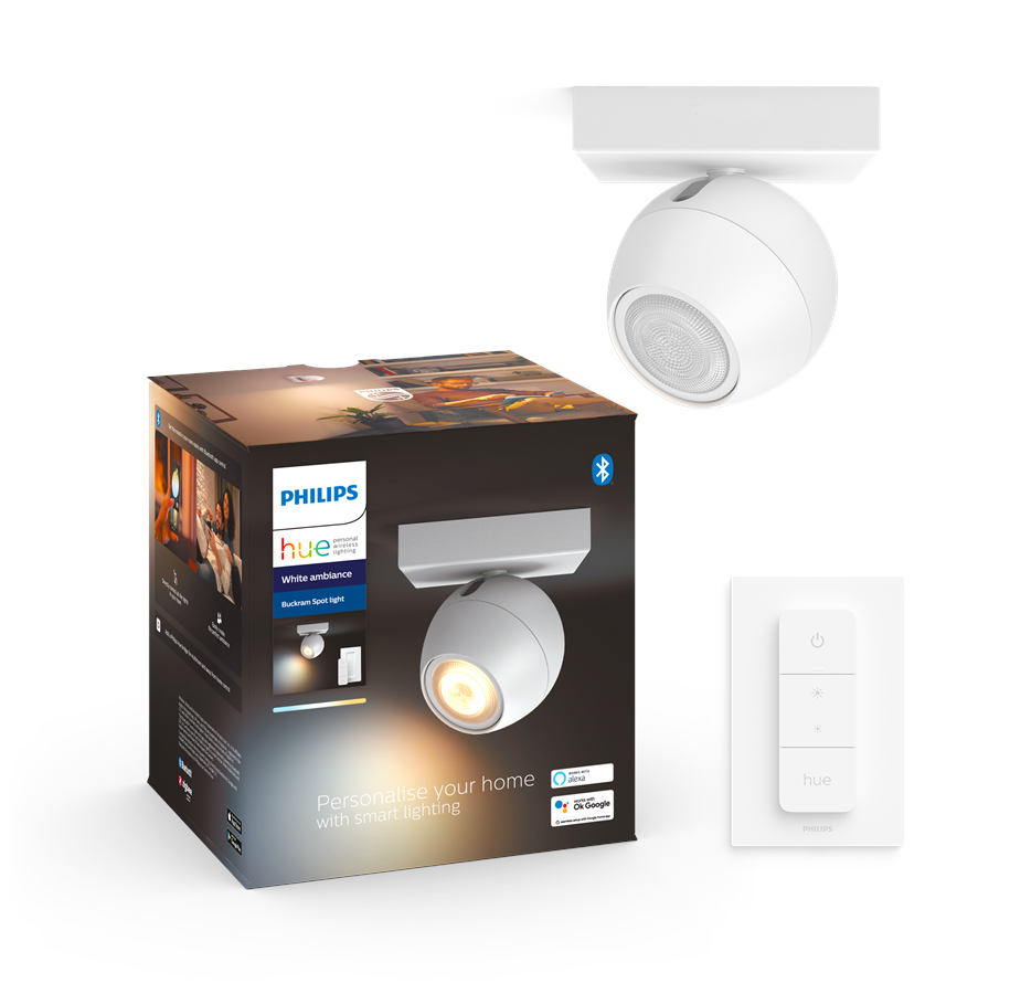 Smart-Home - Philips Hue Buckram Single Spotlight - White - 929003048601