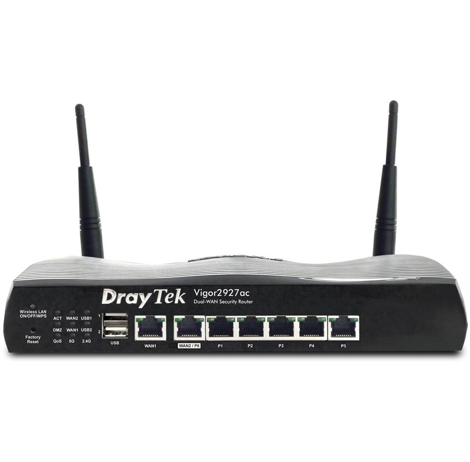 Wlan Router - DrayTek Vigor 2927VAC - Wireless router 802.11a/b/g/n/Wi-Fi 5 Wave 2 - V2927Vac-DE-AT-CH