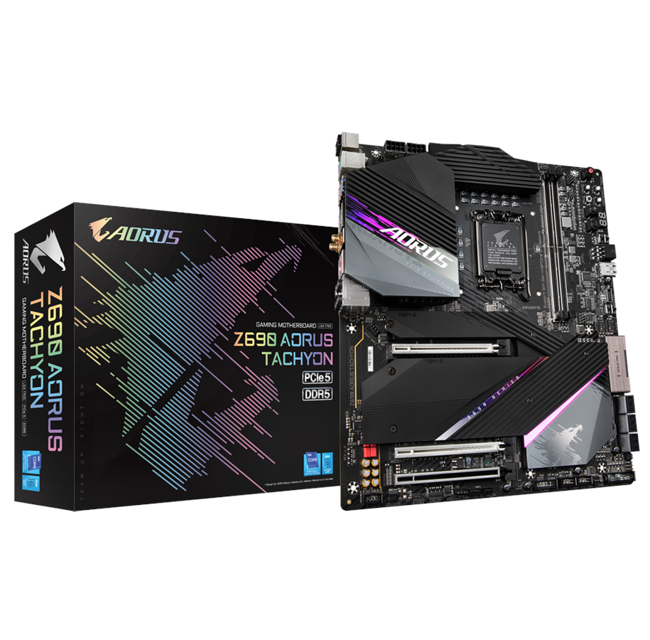 Mainboard - GIGABYTE Z690 AORUS TACHYON Mainboard - Intel Z690 - Intel LGA1700 socket - DDR5 RAM - Extended ATX - Z690 AORUS TACHYON
