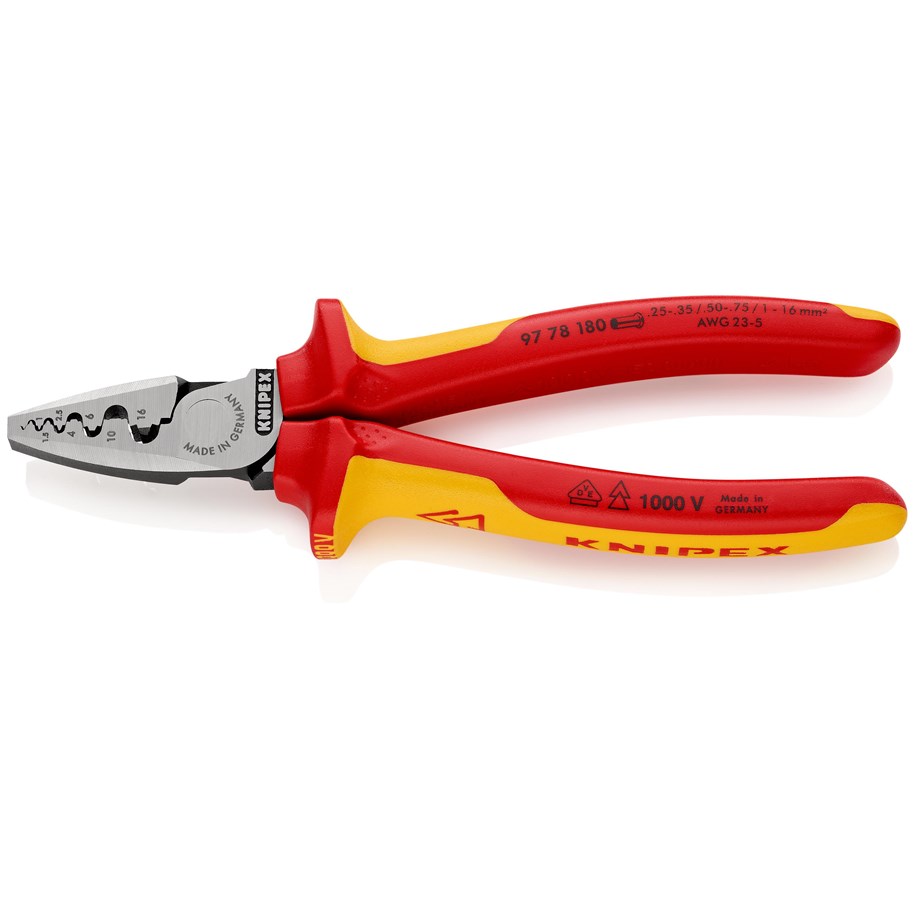 Werkzeuge für elektrische Arbeiten - KNIPEX Crimpzangen für Aderendhülsen, mit Dorn-Crimp - 97 78 180 SB