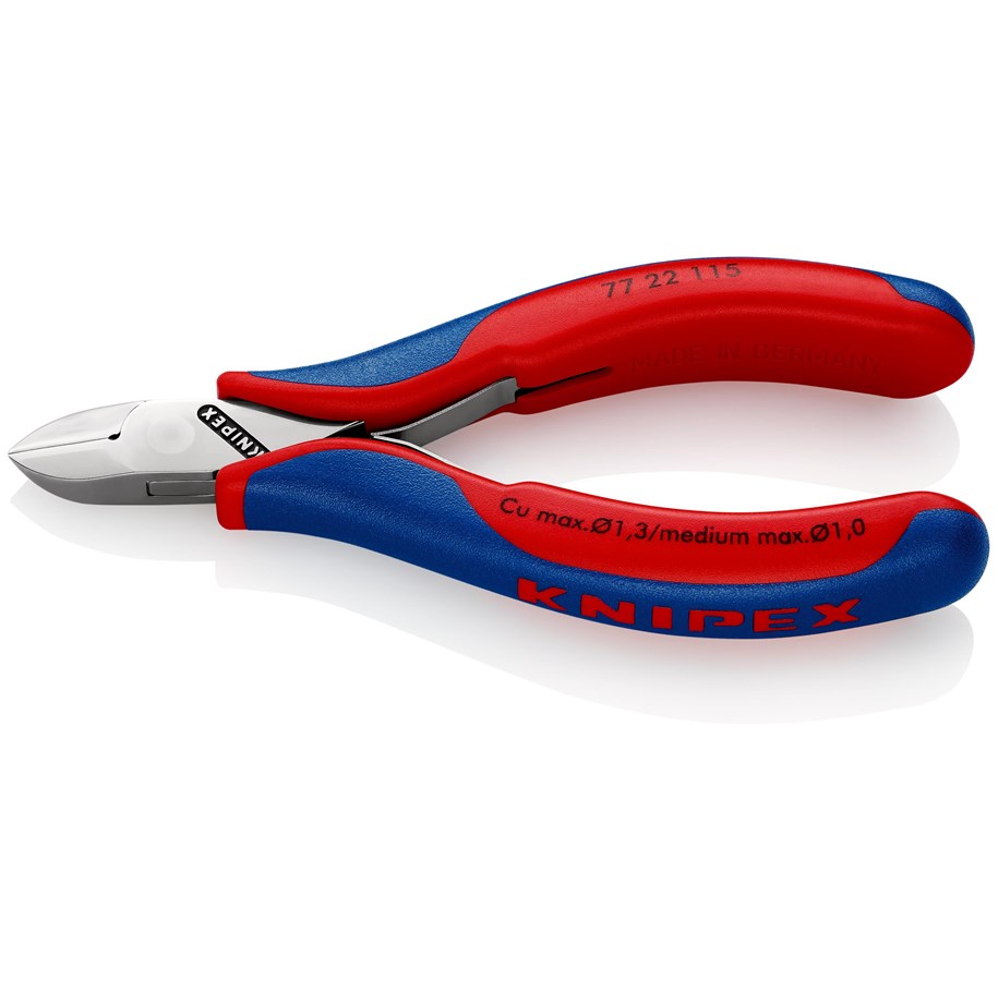 Handwerkzeuge  - KNIPEX Elektronik-Seitenschneider, mit durchgestecktem Gelenk - 77 22 115 SB