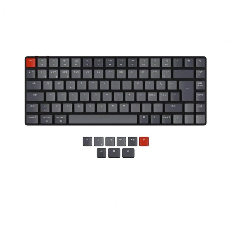 Tastaturen - Keychron K3 RGB V2 - Low profile - Optical Blue hot-swappable - Gaming Tastaturen - ohne Numpad - Nordisch - Schwarz - K3E2