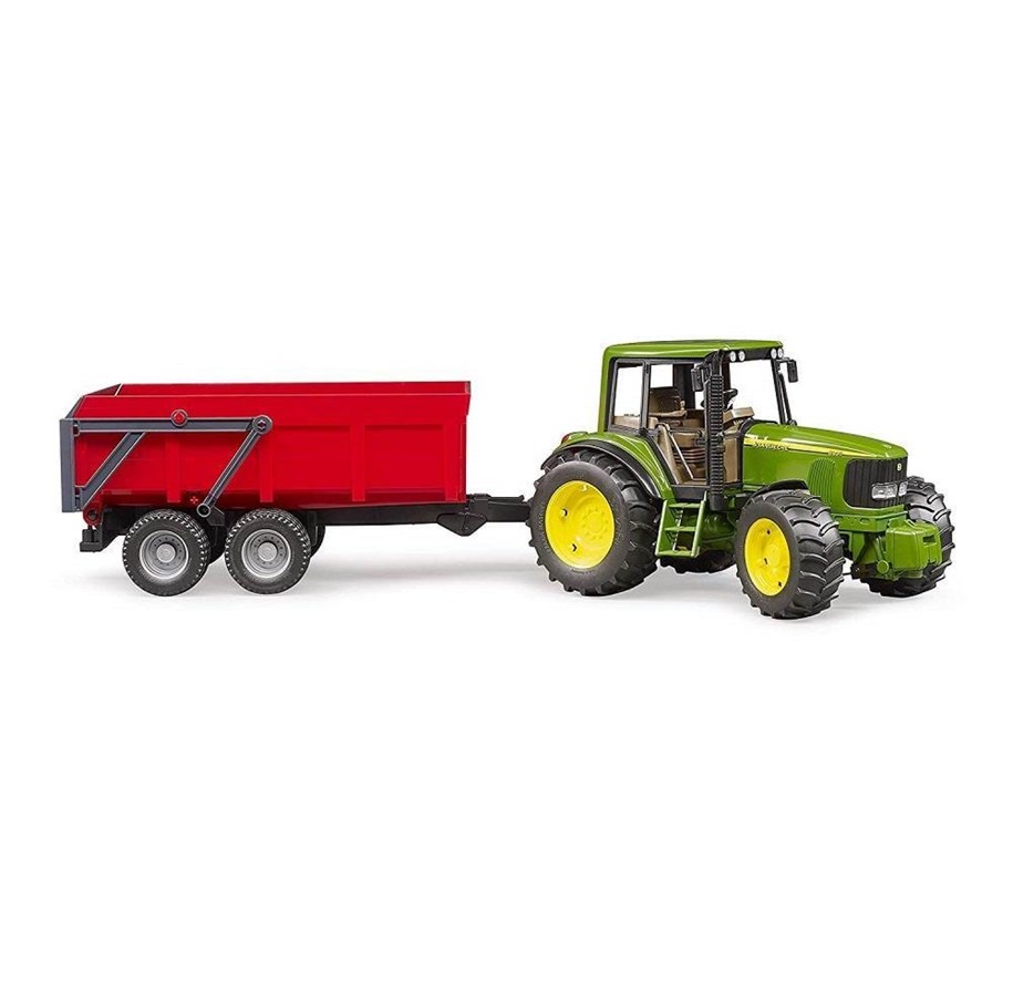 Spielzeugauto - Bruder John Deere 6920 with tipping trailer  red - BR2047