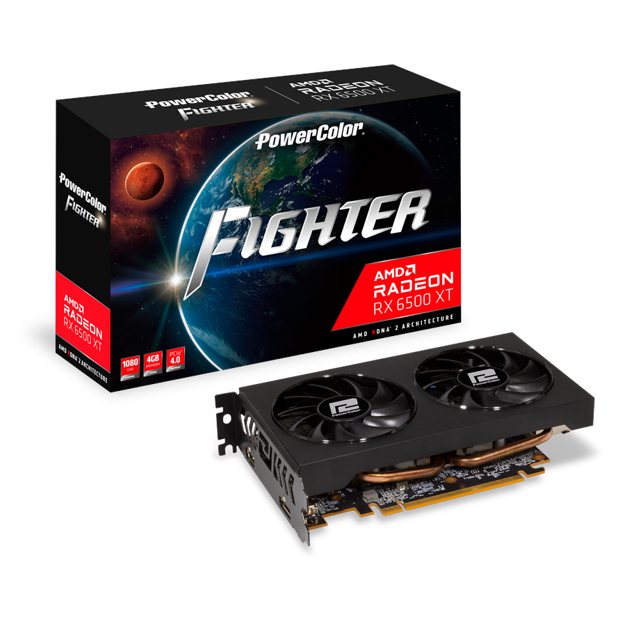 Grafikkarte - PowerColor Radeon RX 6500 XT Fighter - 4GB GDDR6 RAM - Grafikkarte - AXRX 6500XT 4GBD6-DH/OC