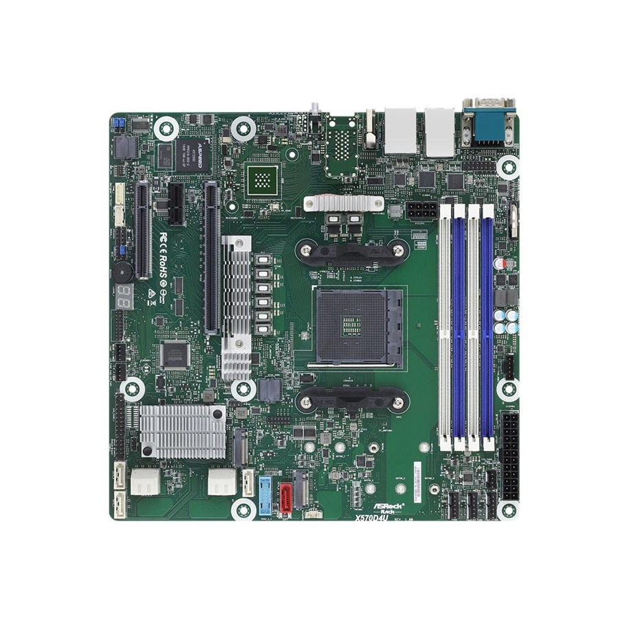 Mainboard - ASRock Rack Mainboard - AMD X570 - AMD AM4 - DDR4 RAM - Micro-ATX - X570D4U
