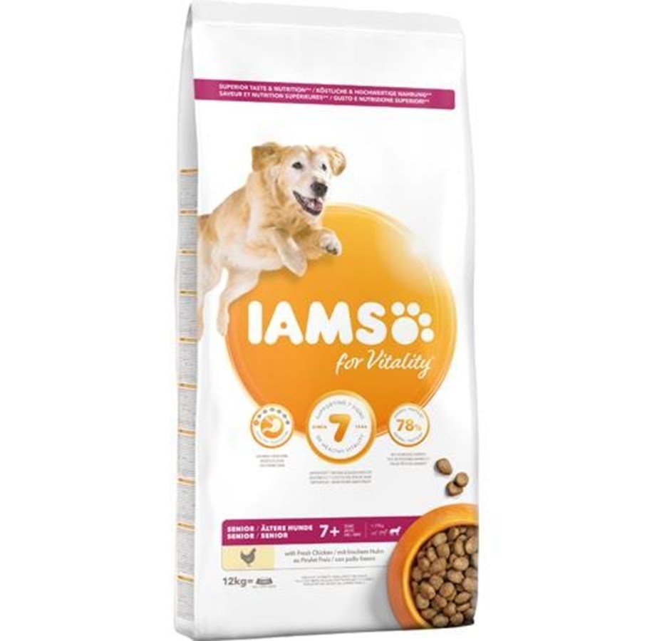 Hunde - Iams Vitality Dog Senior Large Chicken 12 kg - IH141200
