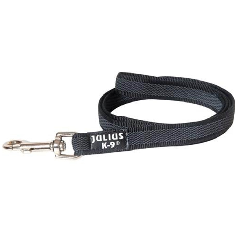 Hunde - Julius-K9 Super-grip leash black/grey 14mm/1m with handle - H614577
