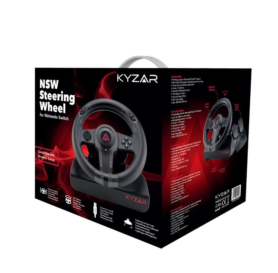 Gaming Zubehör - Kyzar Switch Racing Wheel - Wired Lenkrad & Pedale Set - Nintendo Switch - 4260122886593