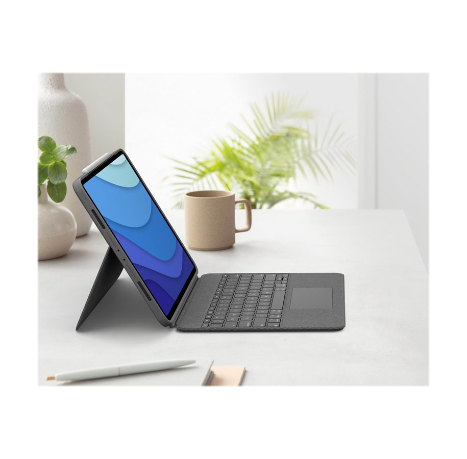 Tastaturen - Logitech Combo Touch - keyboard and folio case - with trackpad - QWERTY - US International - oxford grey - Tastatur & Folio-Set - Universal - Grau - 920-010257