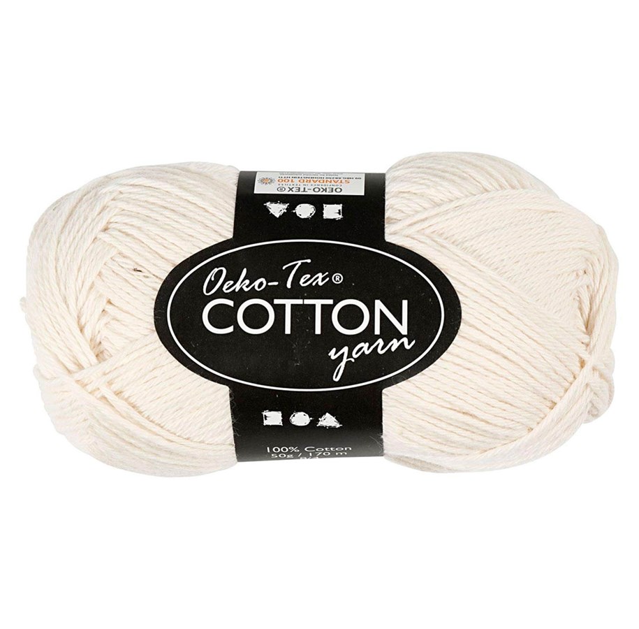 Garn & Zubehör - Creativ Company Cotton yarn Off-White 50gr 170m - 431030