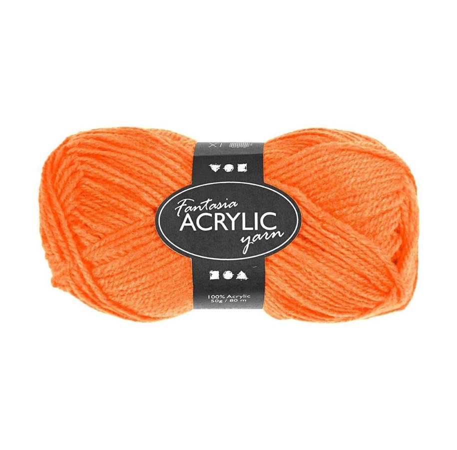 Garn & Zubehör - Creativ Company Acrylic yarn Neon - Neon Orange 50gr - 421709