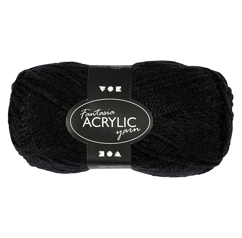 Garn & Zubehör - Creativ Company Acrylic yarn Black 50gr 80m - 421750