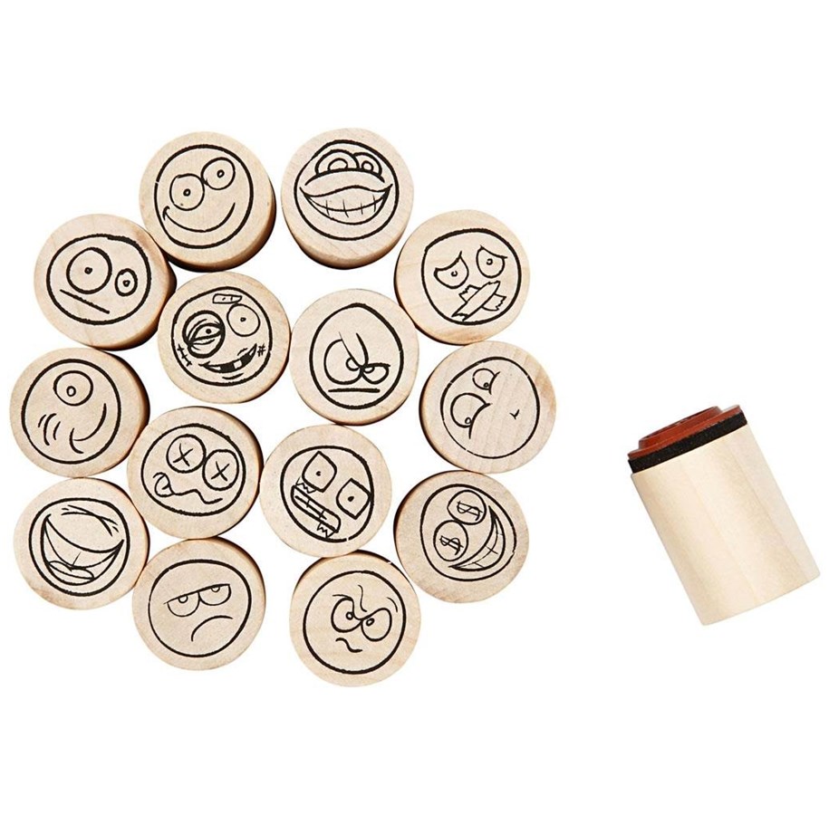 Kunst & Handwerk Ausstattung - Creativ Company Deco Art Stamps Smiley Face 15pcs. - 28581