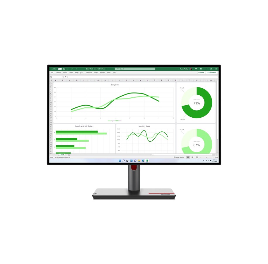 Monitor - 27" Lenovo ThinkVision P27q-30 - 2560x1440 (QHD) - 60Hz - IPS - 63A2GAT1EU